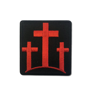 Three Crosses Red Black Patch - PATCHERS Iron on Patch