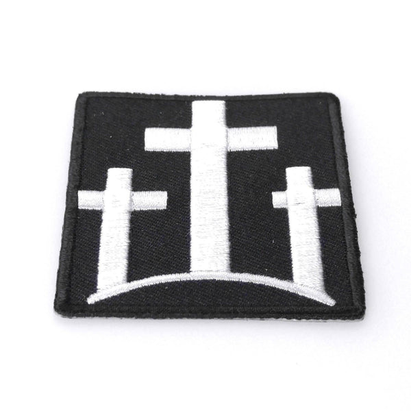 Three Crosses White Black Patch - PATCHERS Iron on Patch