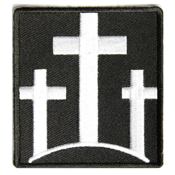 Three Crosses White Black Patch - PATCHERS Iron on Patch