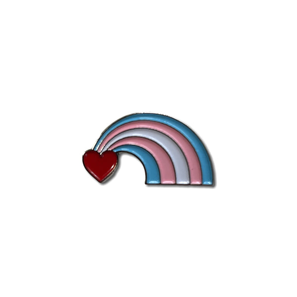 Trans Flag Rainbow & Heart Pin Badge - PATCHERS Pin Badge