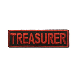 Treasurer Red on Black Patch - PATCHERS Iron on Patch