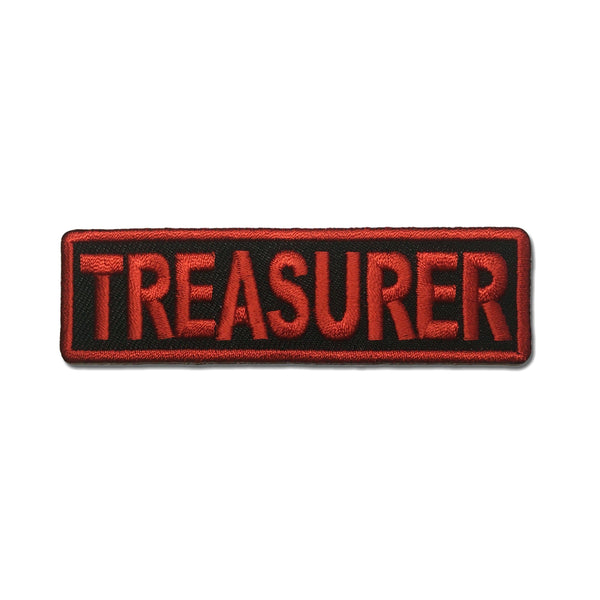Treasurer Red on Black Patch - PATCHERS Iron on Patch