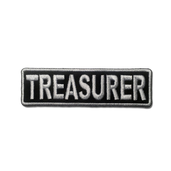 Treasurer White on Black Patch - PATCHERS Iron on Patch