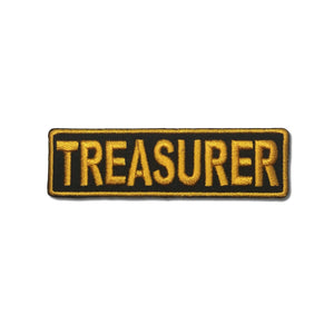 Treasurer Yellow on Black Patch - PATCHERS Iron on Patch