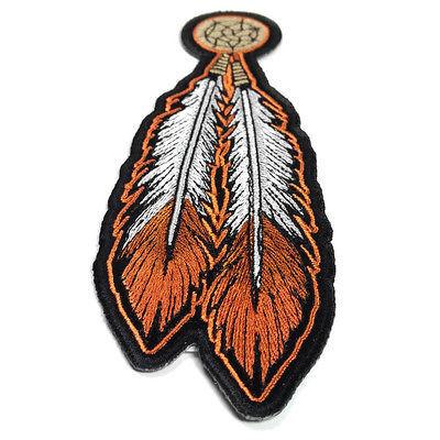 Tribal Feathers Brown White Gold Patch - PATCHERS Iron on Patch