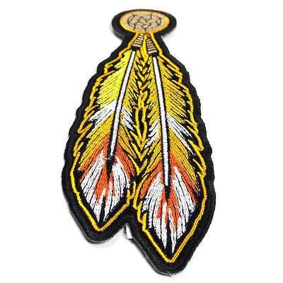 Tribal Feathers Orange Gold White Patch - PATCHERS Iron on Patch