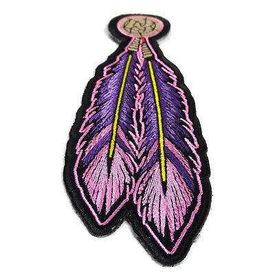 Tribal Feathers Pink Purple Yellow Patch - PATCHERS Iron on Patch