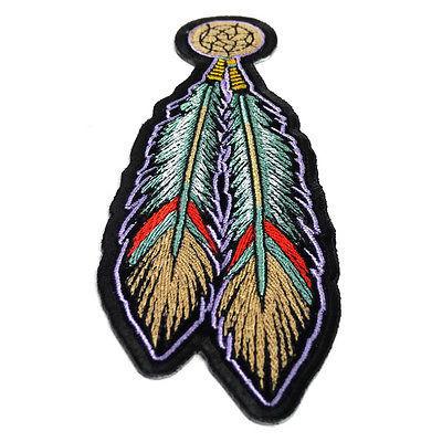 Tribal Feathers Purple Gold Red Patch - PATCHERS Iron on Patch