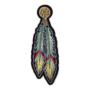 Tribal Feathers Purple Gold Red Patch - PATCHERS Iron on Patch