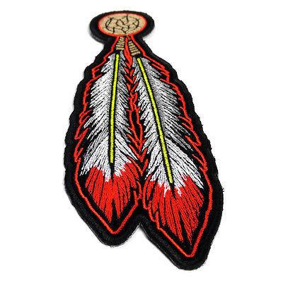 Tribal Feathers Red White Yellow Patch - PATCHERS Iron on Patch