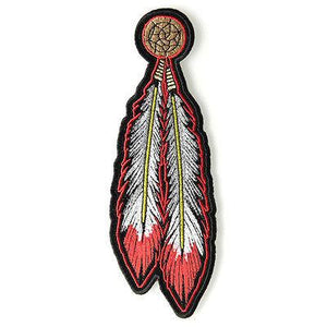 Tribal Feathers Red White Yellow Patch - PATCHERS Iron on Patch