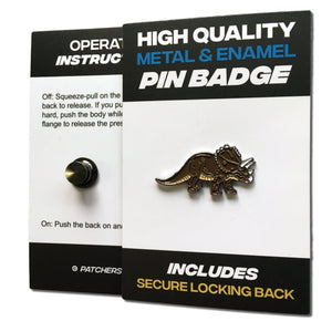 Triceratops Dinosaur Pin Badge - PATCHERS Pin Badge