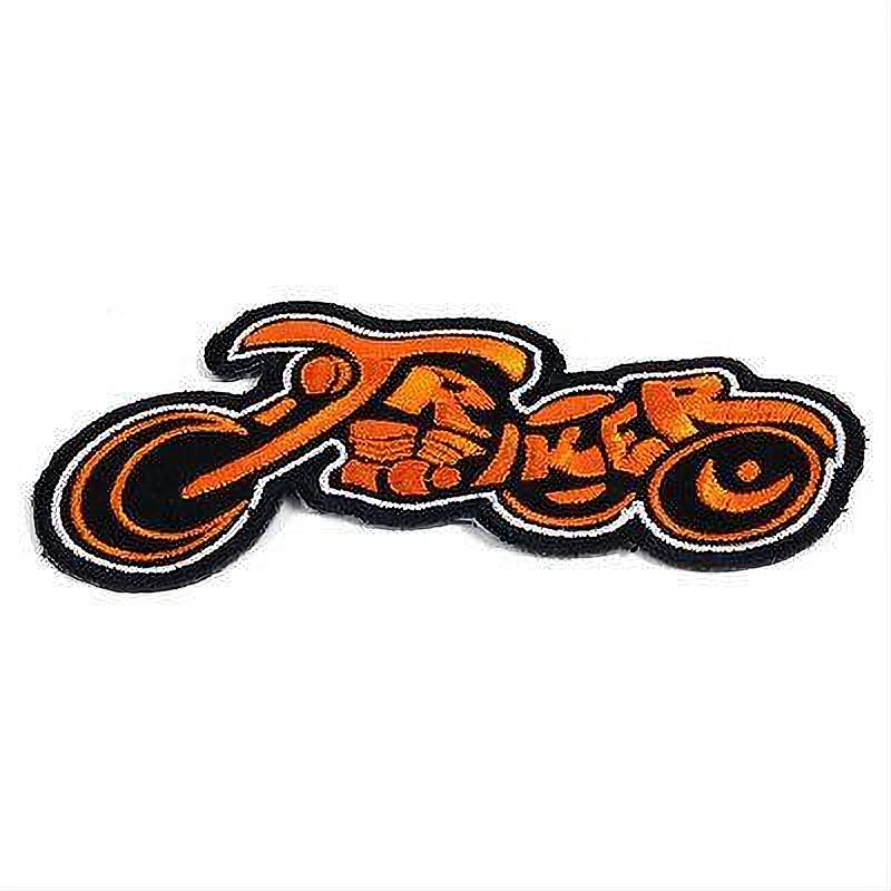 Embroidered Triker, Orange & White on Black Iron on Sew on Patch – PATCHERS
