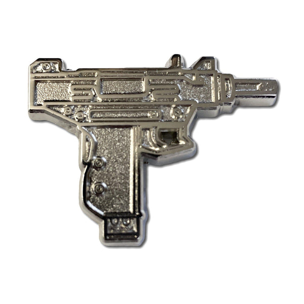 Uzi 3D Polished Pewter Pin Badge - PATCHERS Pin Badge