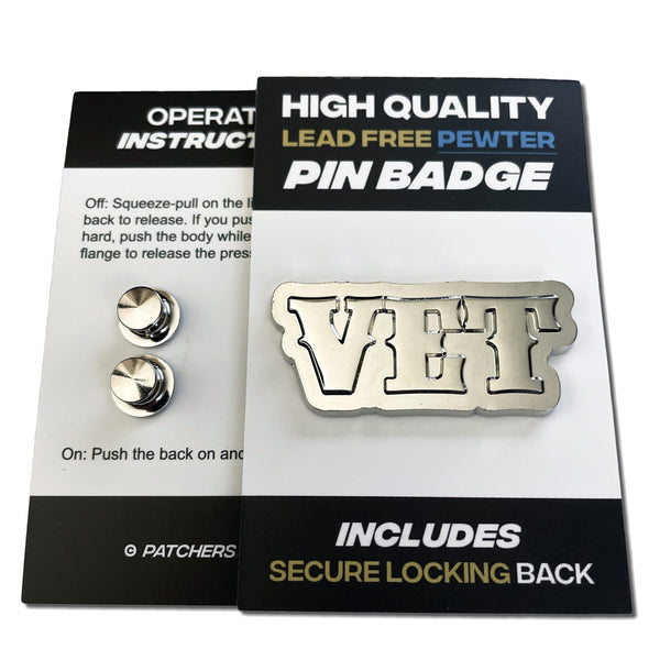 Vet 3D Polished Pewter Pin Badge - PATCHERS Pin Badge