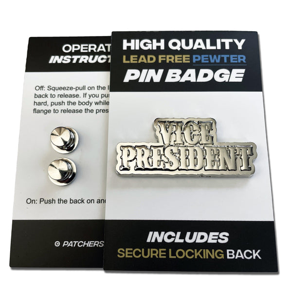 Vice President 3D Polished Pewter Pin Badge - PATCHERS Pin Badge