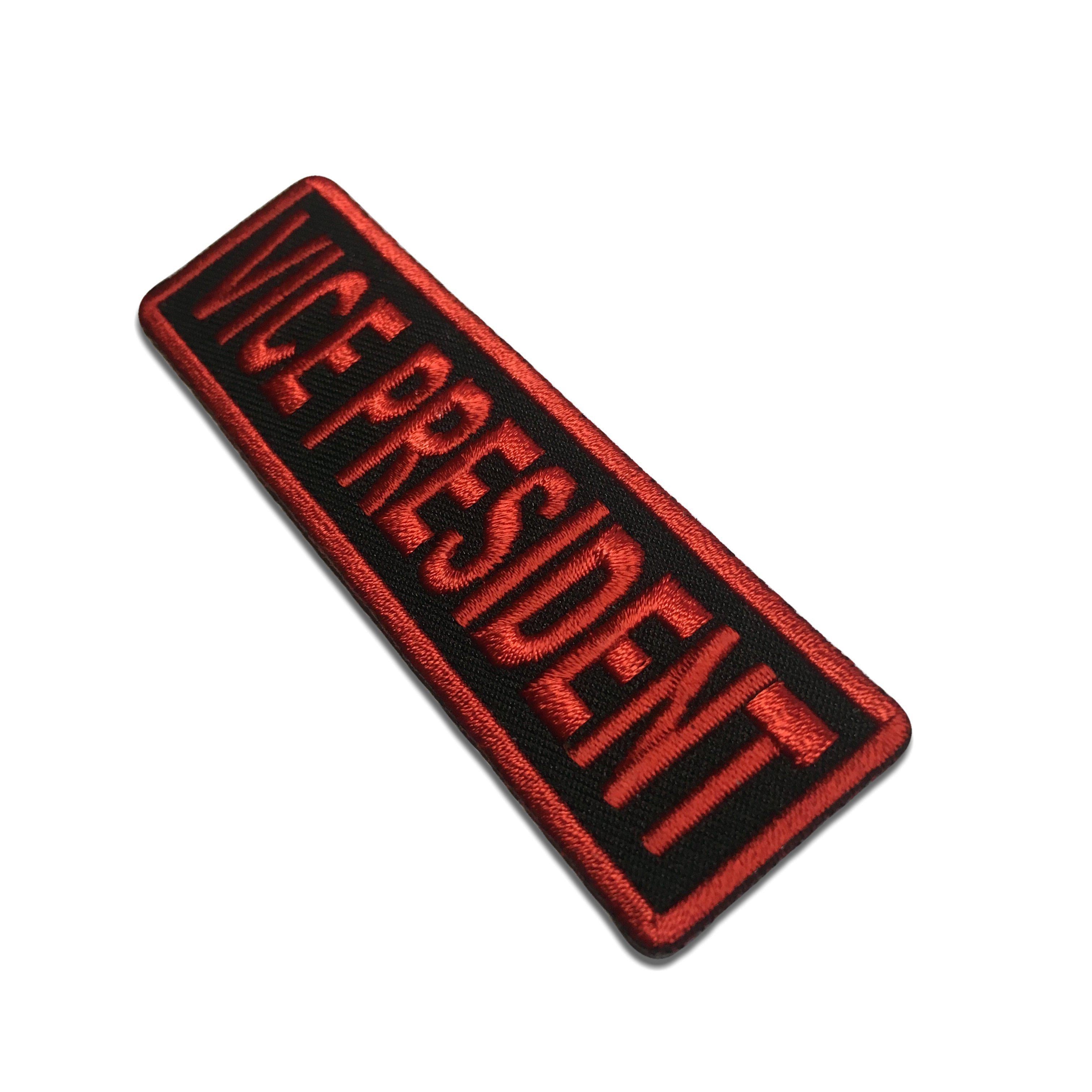 Embroidered Vice President Red on Black Iron on Sew on Patch – PATCHERS