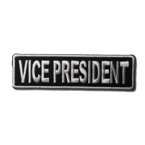 Vice President White on Black Patch - PATCHERS Iron on Patch