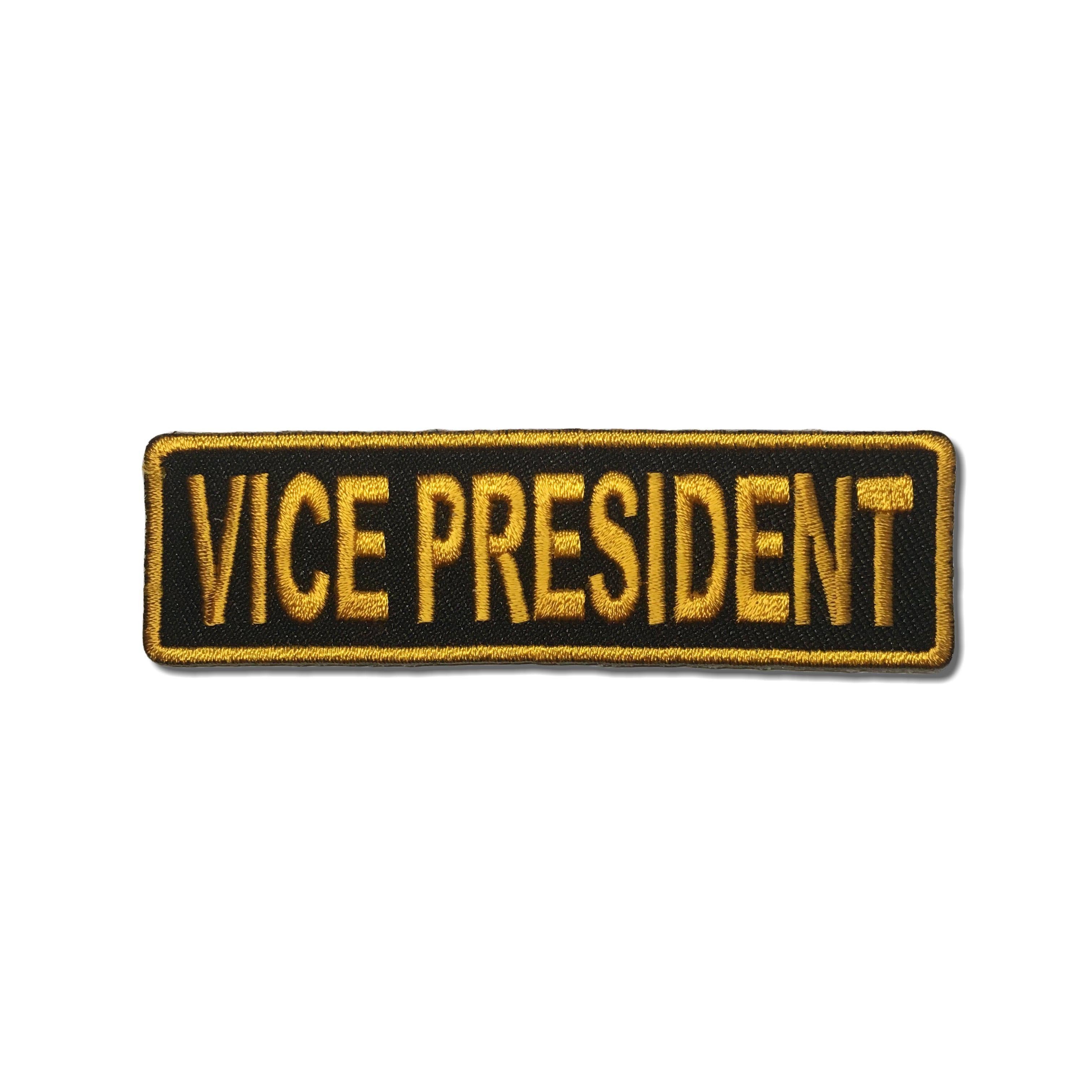 Embroidered Vice President Yellow on Black Iron on Sew on Patch – PATCHERS