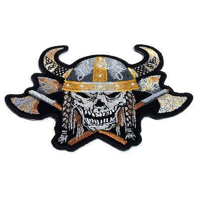 Viking Skull with Axes and Horn Patch - PATCHERS Iron on Patch