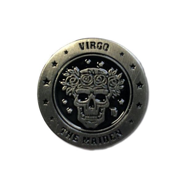Virgo Skull Zodiac Sign Pin Badge - PATCHERS Pin Badge
