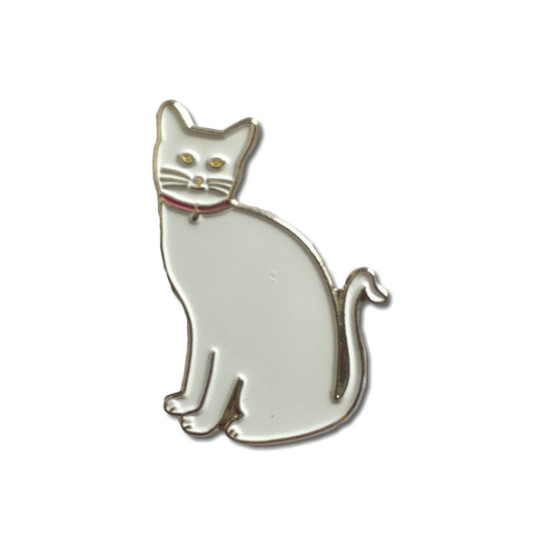 White Cat Pin Badge - PATCHERS Pin Badge