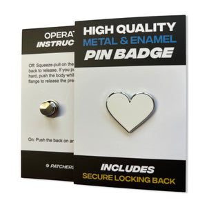 White Heart Pin Badge - PATCHERS Pin Badge