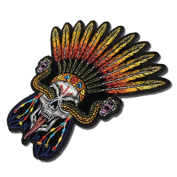 Wicked Snake Skull and Feathers Patch - PATCHERS Iron on Patch