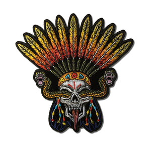 Wicked Snake Skull and Feathers Patch - PATCHERS Iron on Patch