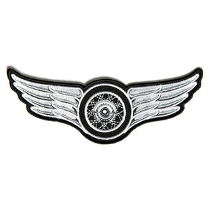 Winged Wheel White Patch - PATCHERS Iron on Patch