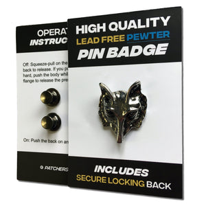 Wolf Head Pewter Pin Badge - PATCHERS Pin Badge