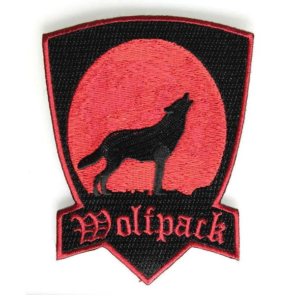 Wolfpack Howling Wolf Black Red Patch - PATCHERS Iron on Patch