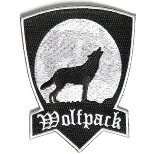 Wolfpack Howling Wolf Black White Patch - PATCHERS Iron on Patch