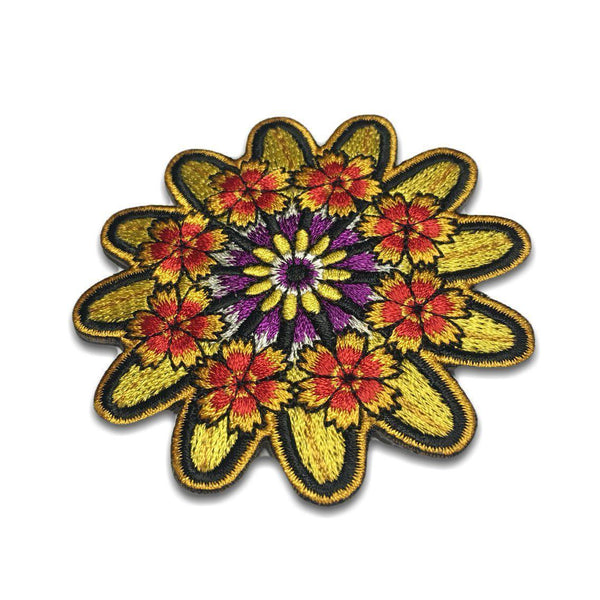Yellow Red Purple Flowers Patch - PATCHERS Iron on Patch