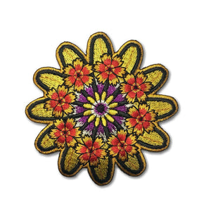 Yellow Red Purple Flowers Patch - PATCHERS Iron on Patch
