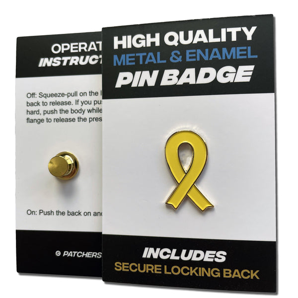 Yellow Ribbon Gold Plated Pin Badge - PATCHERS Pin Badge